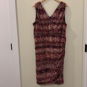 Alfani event dress size 22 ditsy dot pattern euc long line layered shortsleeved